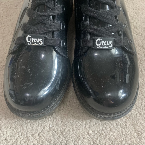 Sam Edelman Circus Shiny Patent Leather Lace Up Chunky Combat Boots - Picture 9 of 13